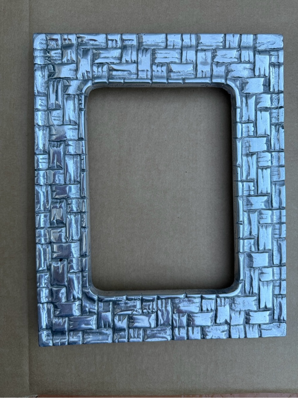 Vintage Silver Tone Textured Metal Picture Frame 7.5” x 9.5” Frame Only